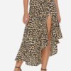 Leopard Pattern Slit Design Ruffle Hem Skirt 3