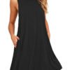 Black Round Neck Side Pockets Mini Dress 3