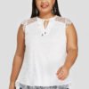 Plus Size White Lace Cut Out Sleeveless Blouse 3