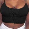 Black Rib Scoop Neck Lace-up Front Top 3