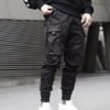 Men Fashionable Multi Pocket Overalls Loose Casual Tapered Pants 3