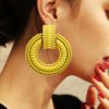 Yellow Alloy Round Circle Hoop Earrings 3