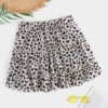 Leopard Ruffle Trim Self-Tie Design Skirt 3