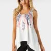White Scoop Neck Floral Tank Top 3