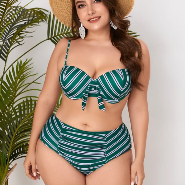 Plus Size Striped Sleeveless Swimwear 2